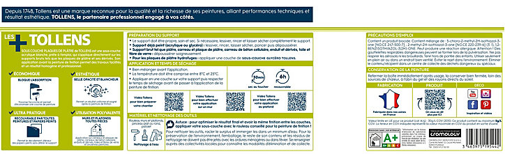 Sous-couche plaques de plâtre Tollens blanc 2,5L