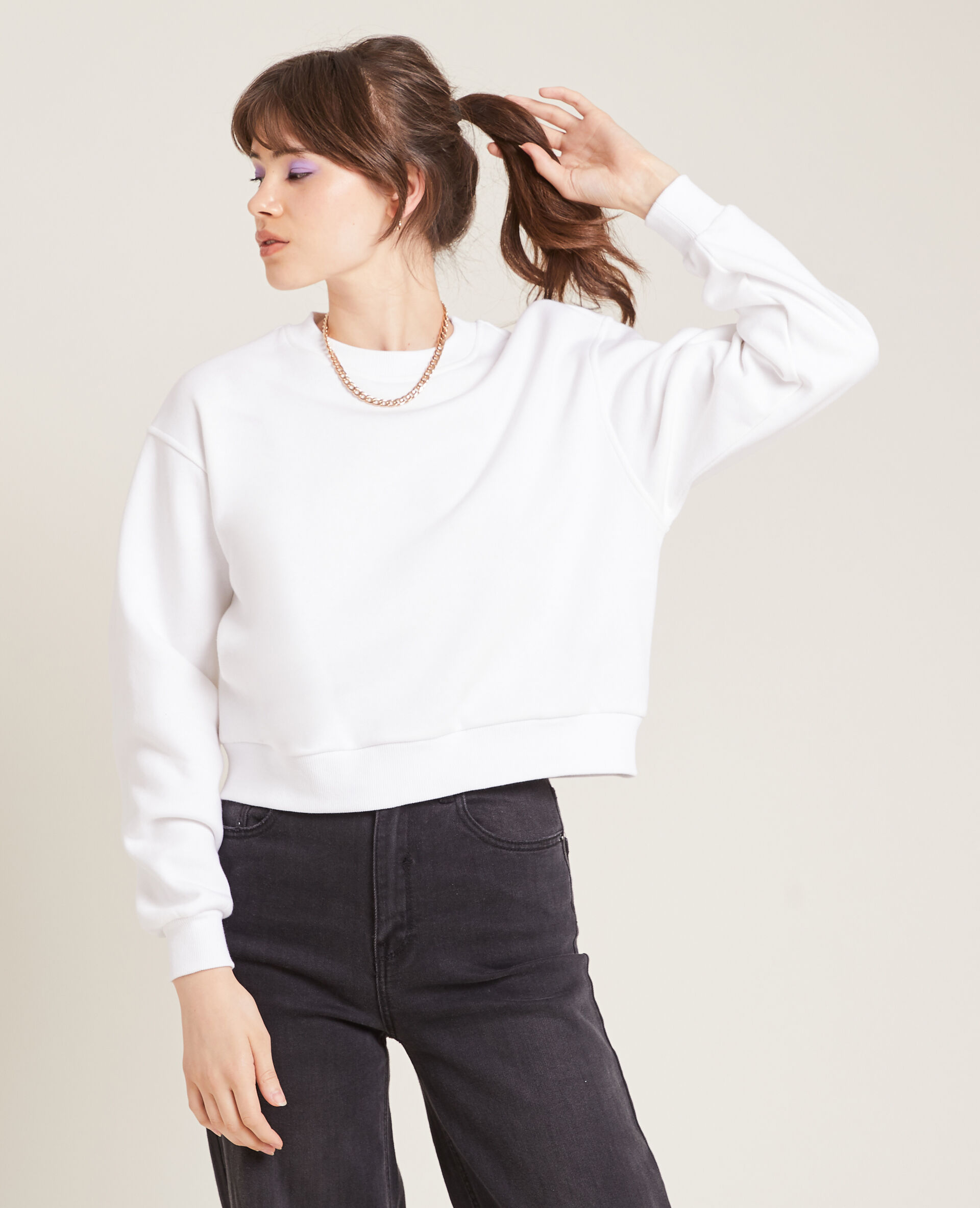 Sweat court en molleton - Blanc