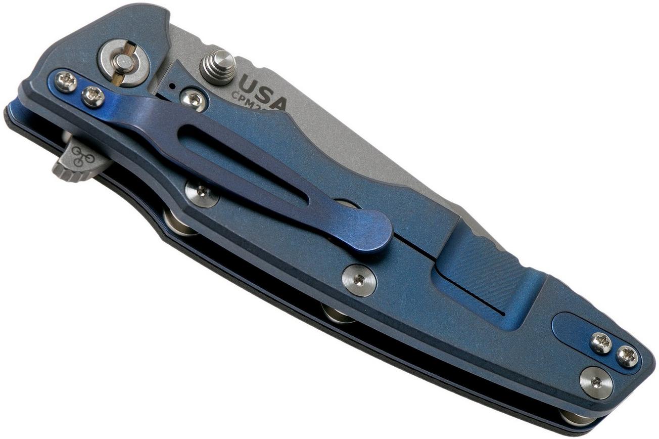 Rick Hinderer Eklipse 3.5” Harpoon Tanto, CPM 20CV, Battle Blue, Black G10 zakmes