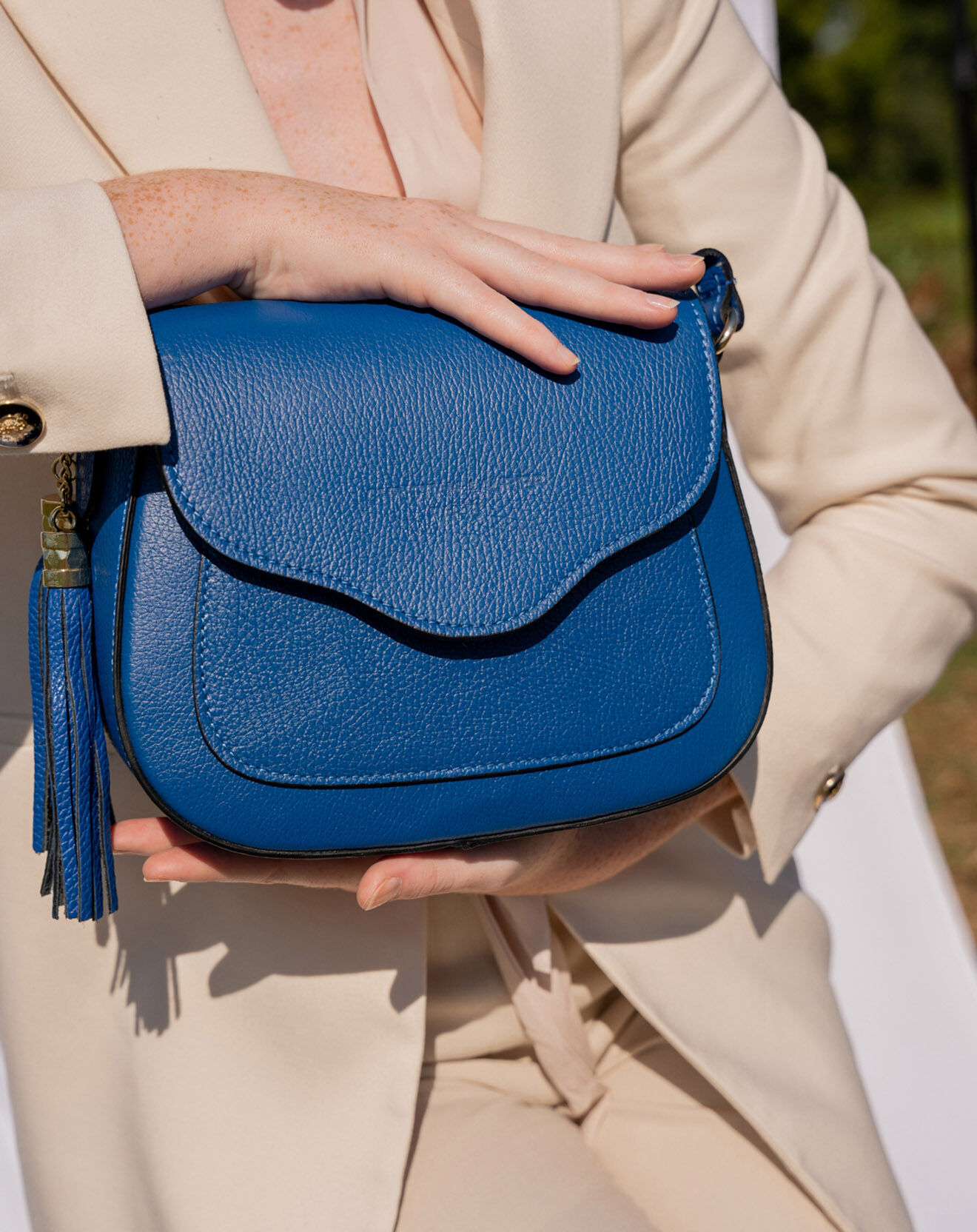 Christian Laurier Sac bandoulière en Cuir Ina bleu  - 24x18x11 cm