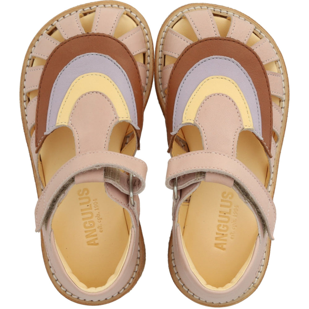 Køb Angulus Rosebud/Clay/Lilac Colourblock Regnbuesandal Med Velcro