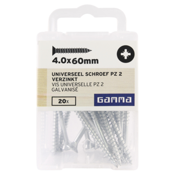 GAMMA schroef universeel platkop verzinkt 4.0x60 mm 20 stuks