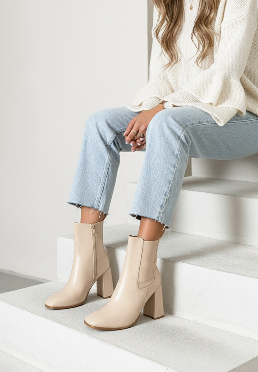 Bottines chelsea femme beige Anaela