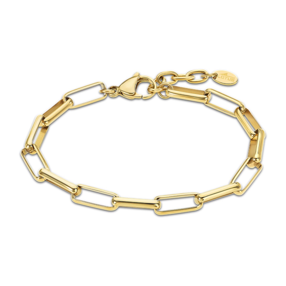 Bracelet femme Lotus maille forçat acier doré