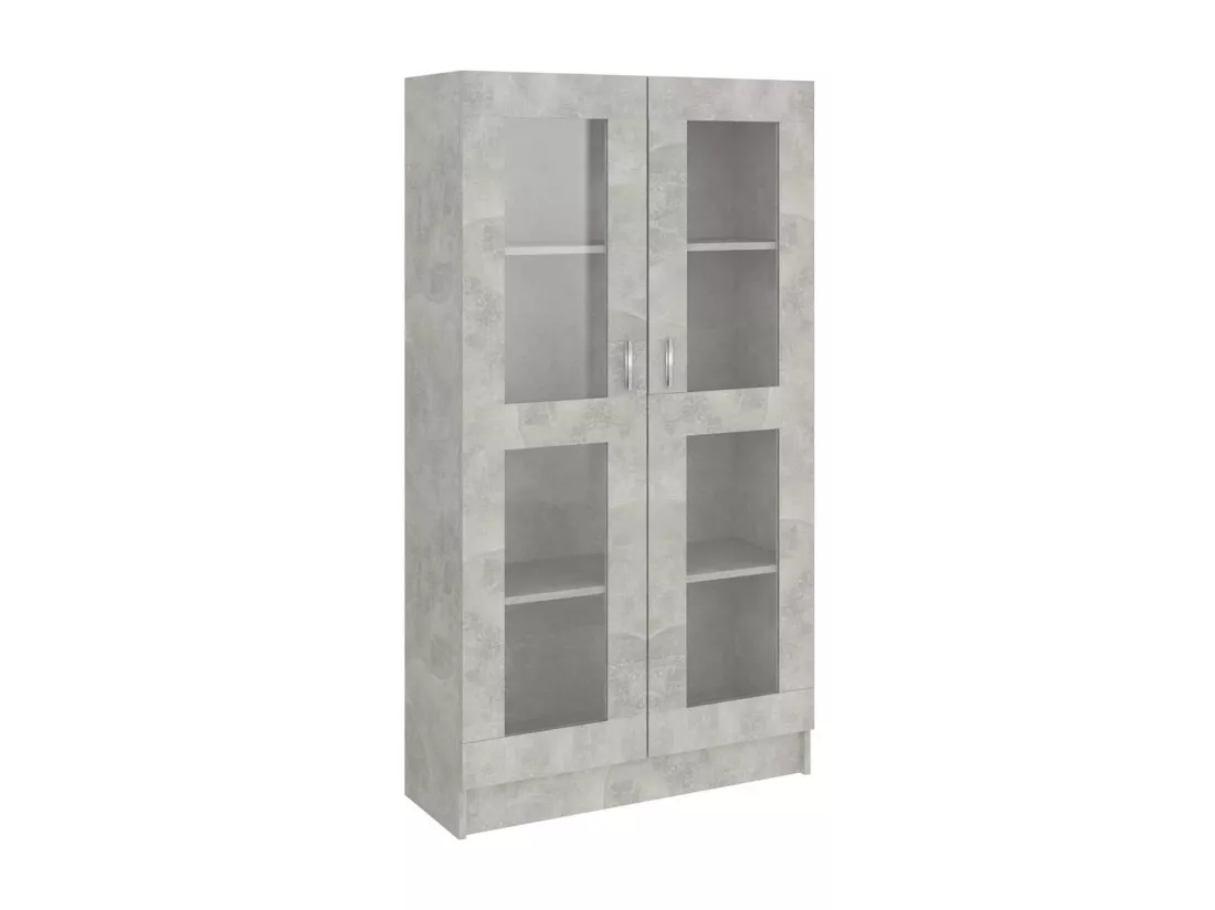 Armoire à vitrine Gris béton 82,5x30,5x150 cm Bois d'ingénierie