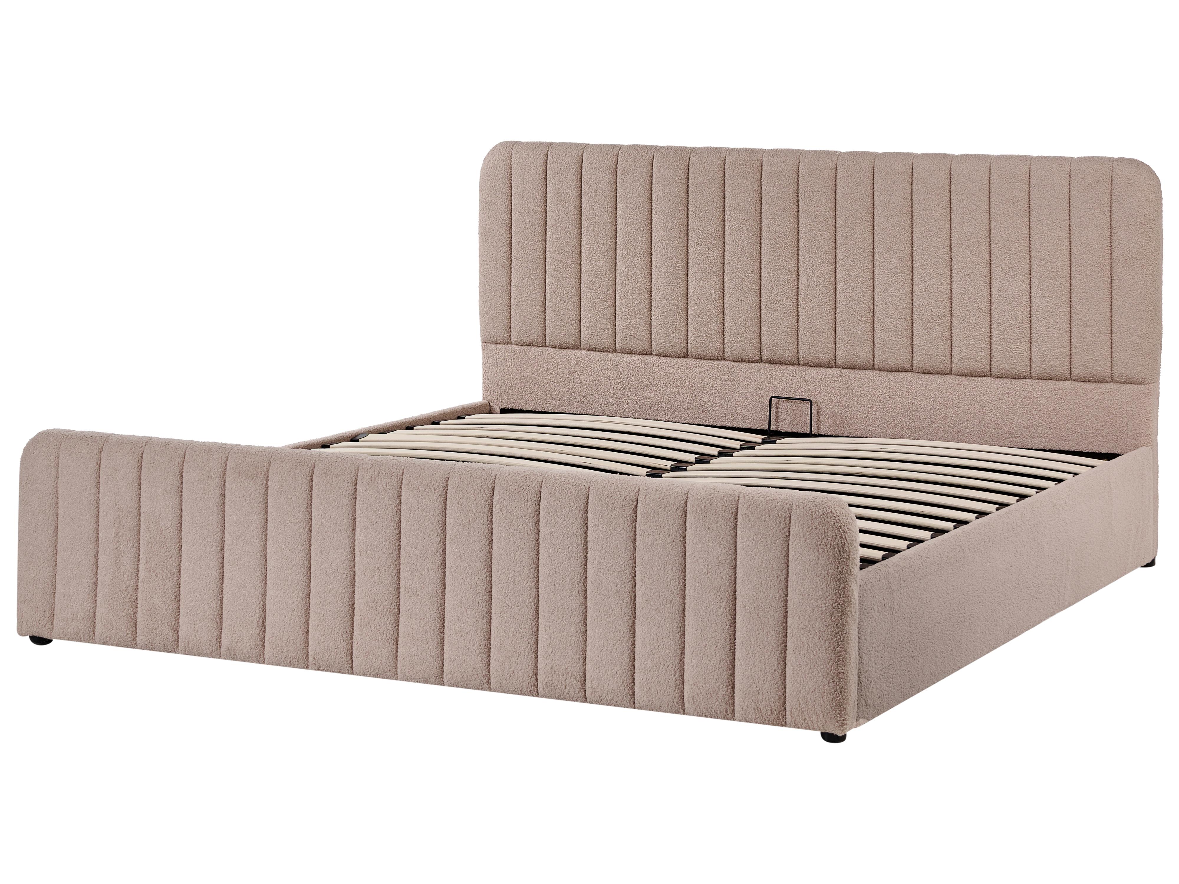 Bed met opbergruimte Bouclé LUNAN 180 x 200 cm Taupe