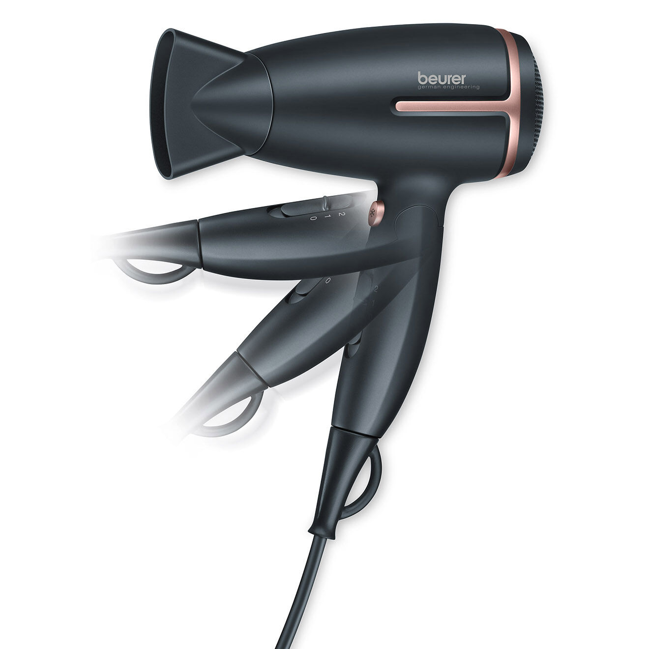 Beurer Sèche-cheveux ionique de voyage noir/doré rose - 1600 W