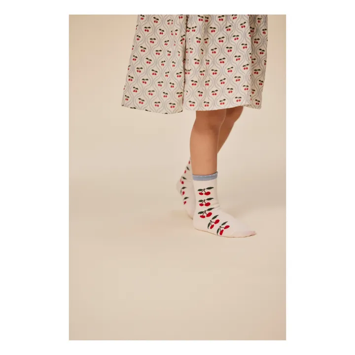 Konges Sløjd Lot 2 Chaussettes Cerises Coton Bio | Ecru