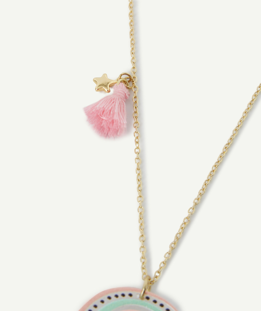 COLLIER FILLE AVEC ARC-EN-CIEL ET POMPON