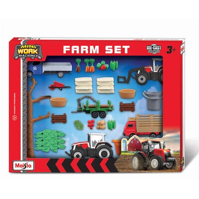 Maisto Super Bondegårdssett Mini Working Machines Massey Ferguson