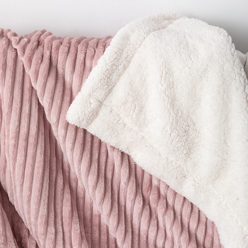 (140x200cm) Weiche Sherpa Kuschel Decke TV Lounge Plüschdecke - Rosa