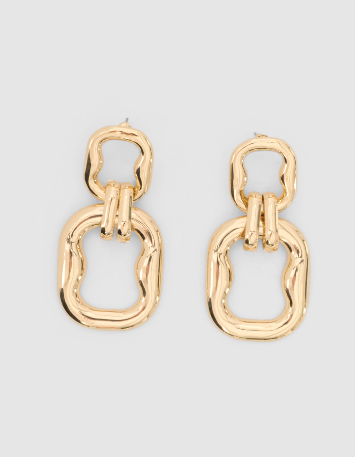 Double Squared Oorbellen Goud