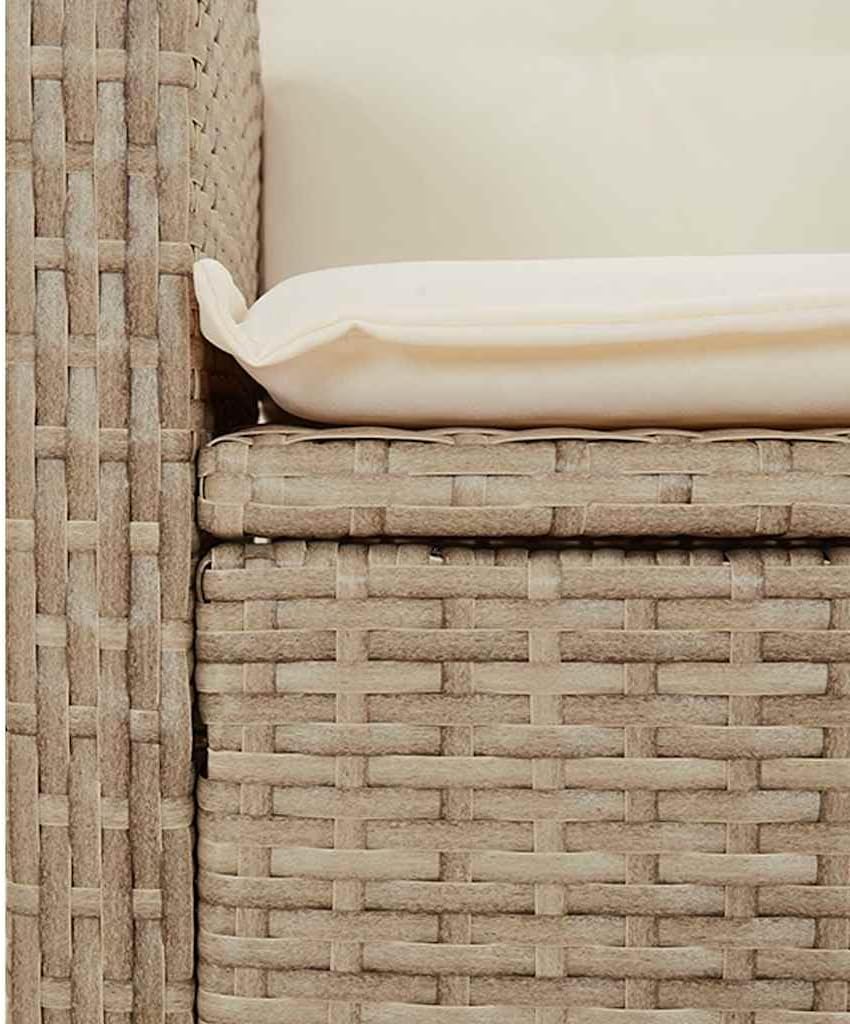 2-TLG Gartenmöbel Lounge Set aus Poly Rattan Beige 105x66x93 cm Modernes Design Verstellbare Rückenlehne Höhenverstellbarer Akazientisch robust für Balkon Terrasse und Garten