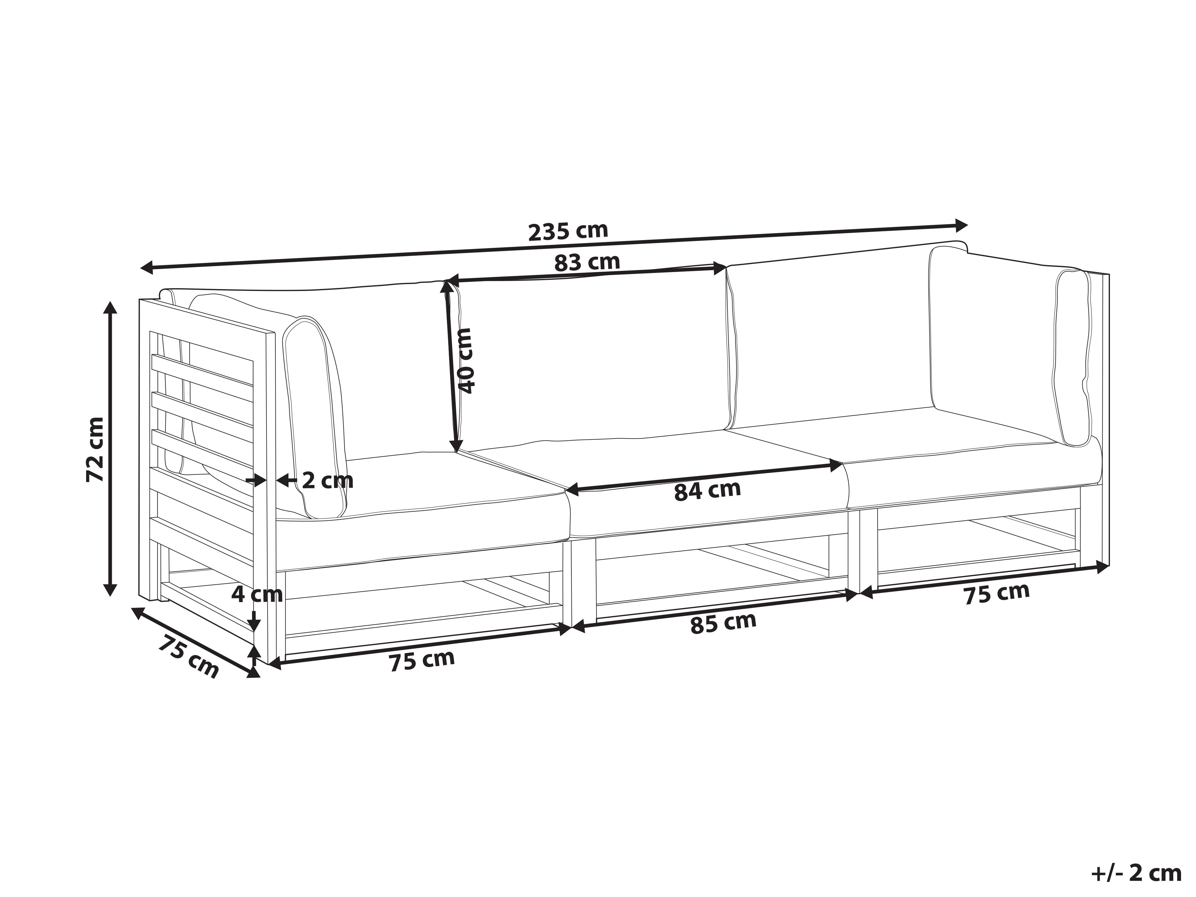 Tuin loungebank 3-zits TRANI modulair Acaciahout Donkerrood
