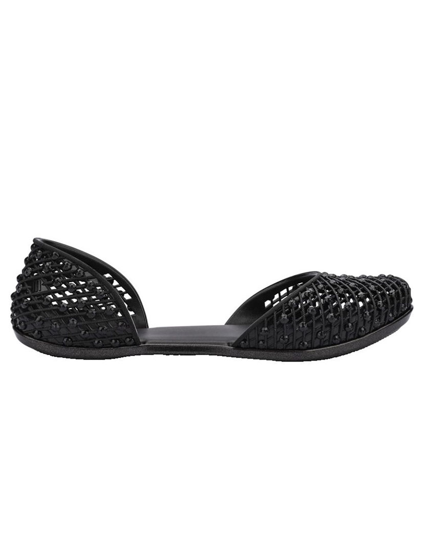 Crown Black Metallic Slippers