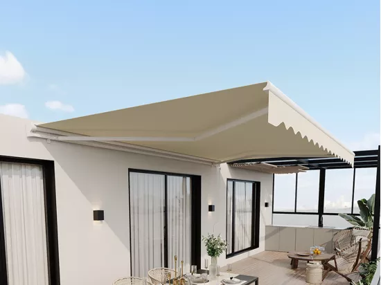 Store banne motorisé avec semi-coffre 5 x 3 m - beige - COFANA
