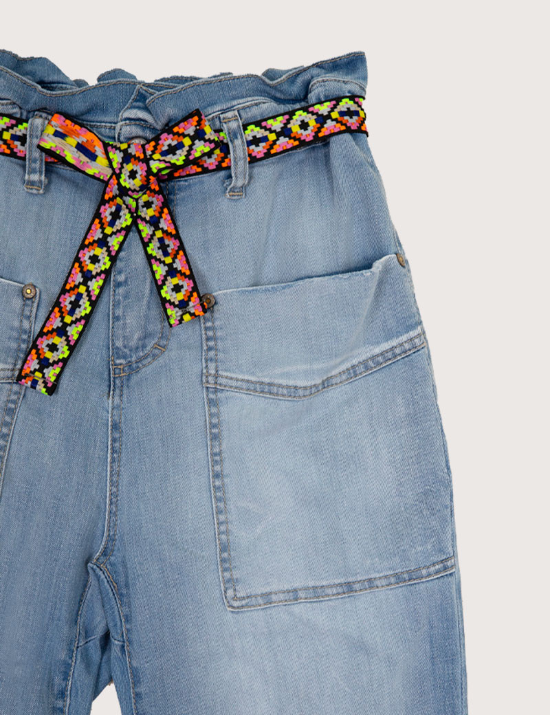 PLEASE JEAN DENIM POCHE AVANT AVEC CEINTURE