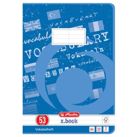 Herlitz Vokabelhefte DIN A4, 32 Blatt, Lineatur 53, 4 Stück