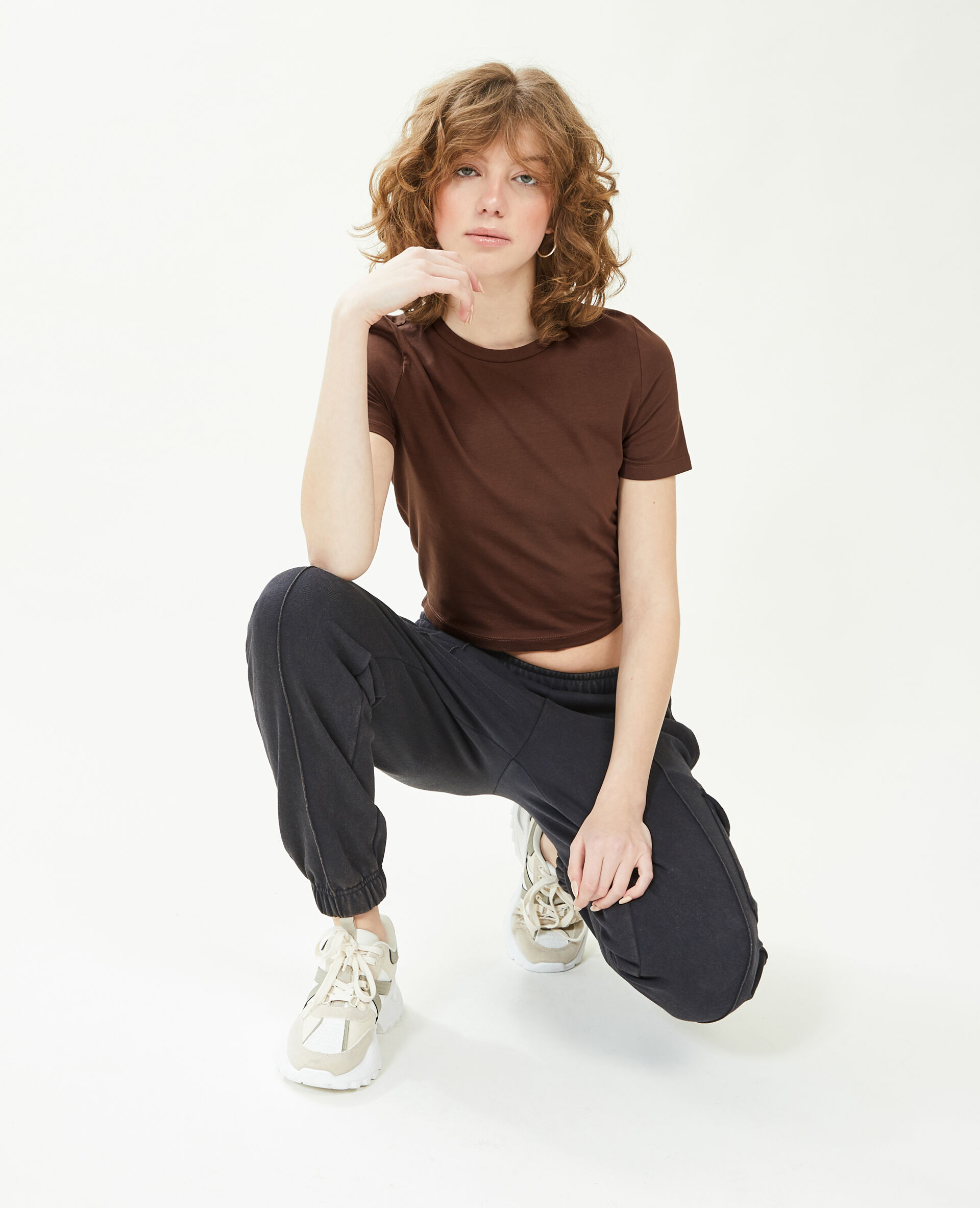 T-shirt cropped - Marron