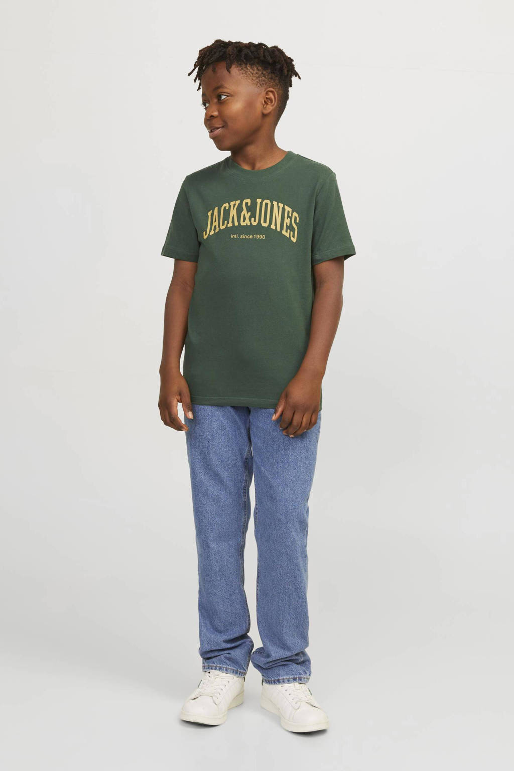 JACK & JONES T-shirt JJEJOSHmet tekst donkergroen