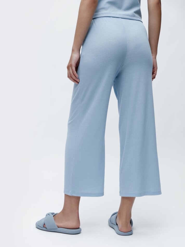 Calça de pijama canelada - Azul