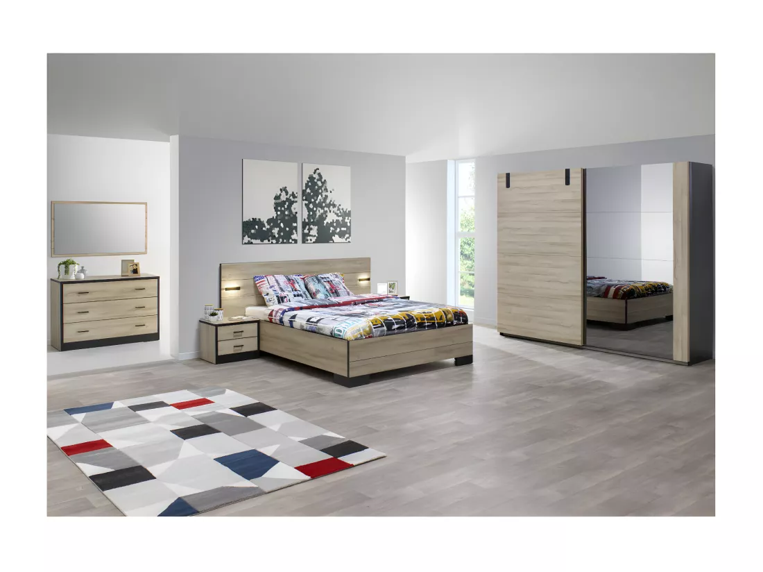 Chambre Complète (180*200) Chêne naturel - OUDONG n°2