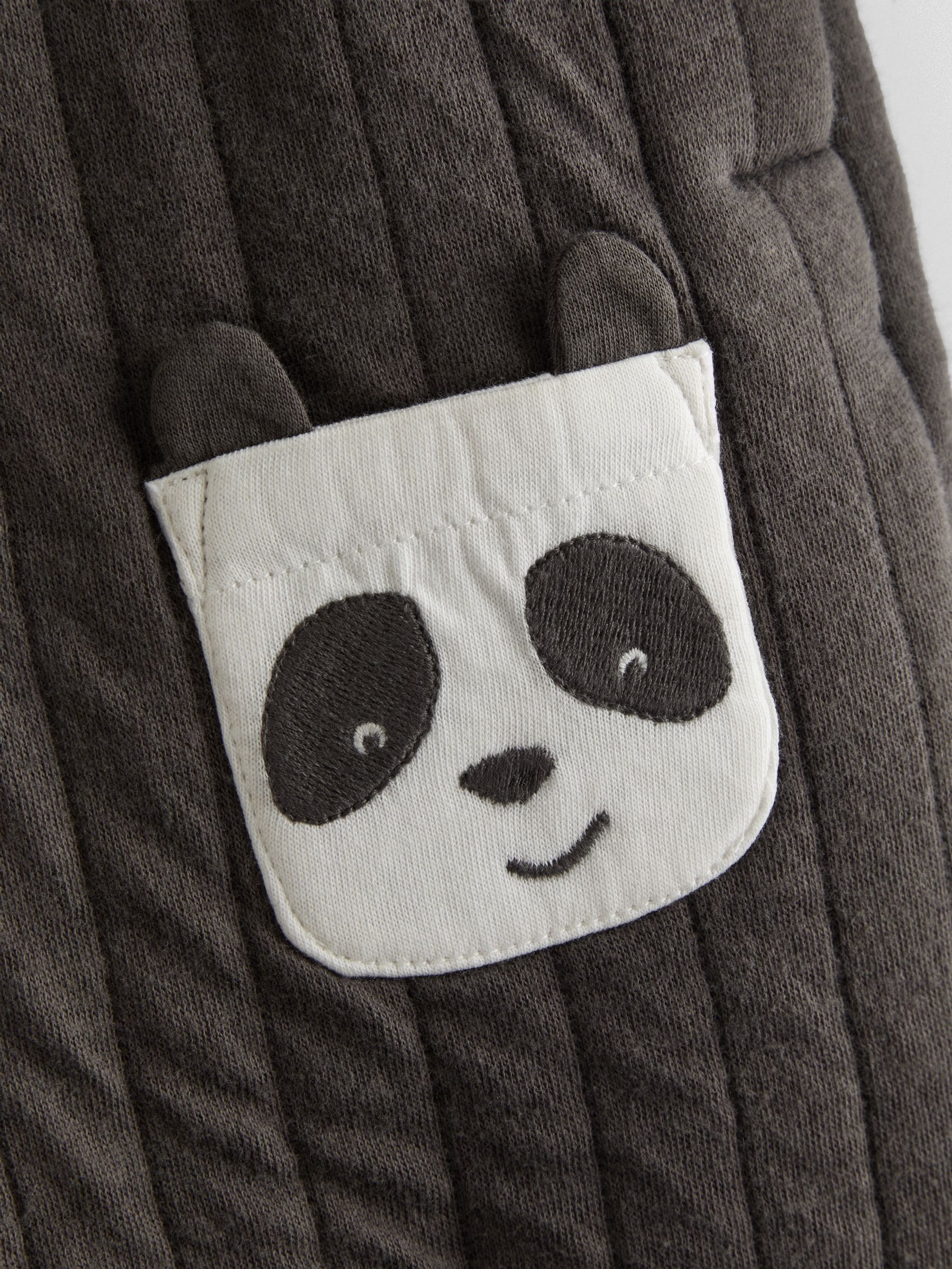 Antracietgrijs panda - JoJo Maman Bébé 2-Piece Quilted Dungarees & Top Set