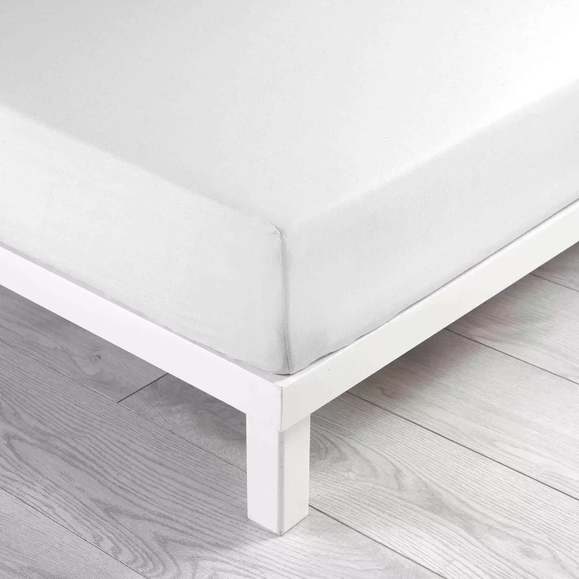 Drap housse coton lavé (140 x 190 cm) Linette Blanc