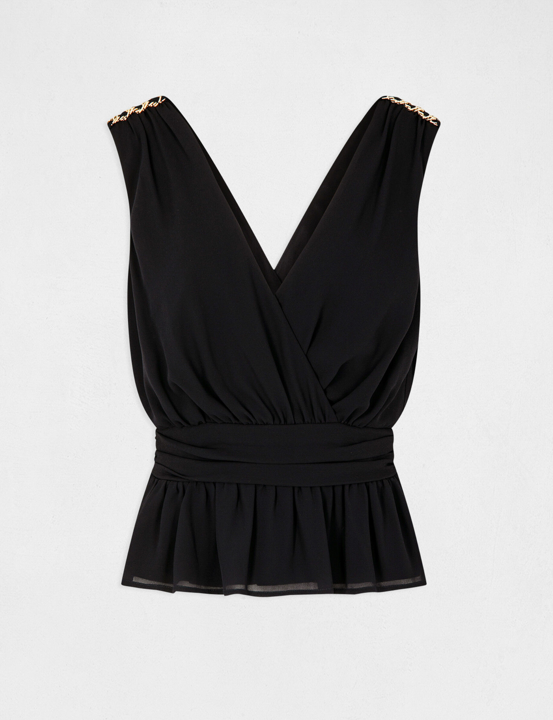 Blouse sans manches détails chaînes marine femme - marine