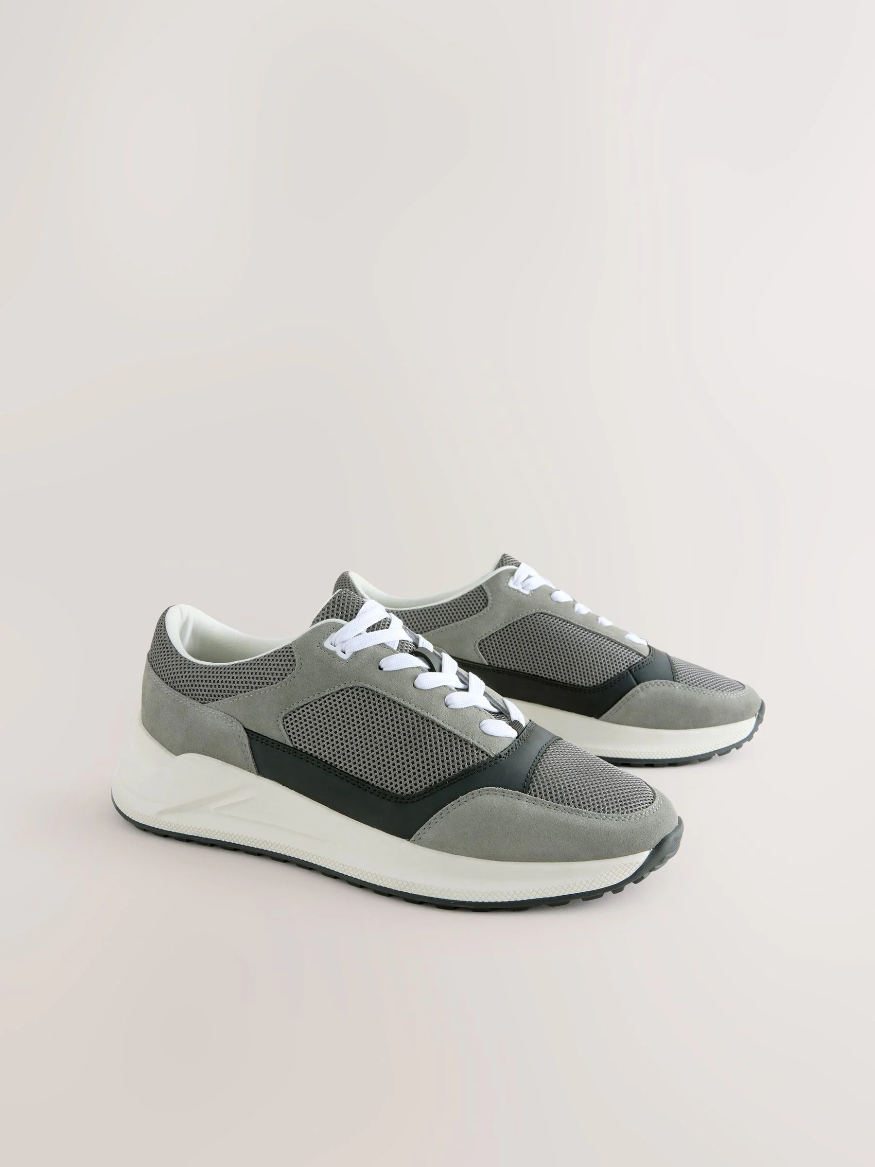 Grijs/zwart - Chic-casual vetersneakers