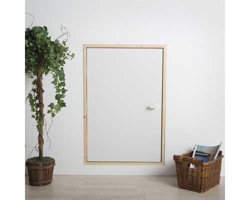 Dolle kniewanddeur/zolderdeur 540 x 780 x 115 mm sparrenhouten bekleding wit