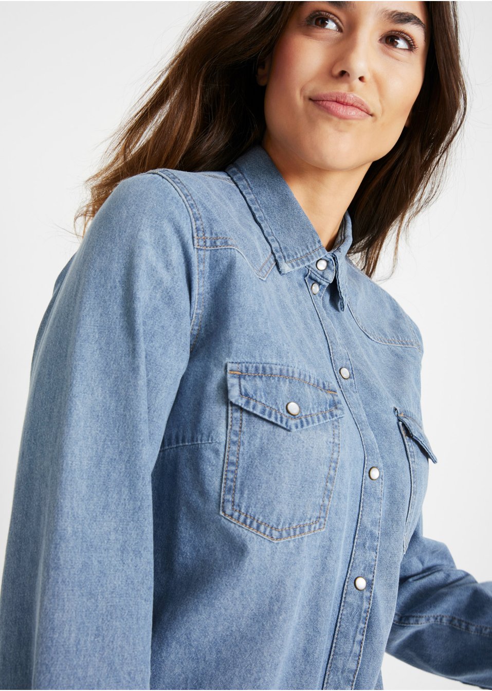 Chemise en jean manches longues