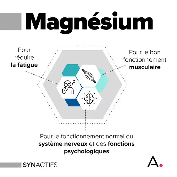 Aragan - Synactifs - Magnactifs® - Fadiga, Estresse - Magnésio - 60 cápsulas