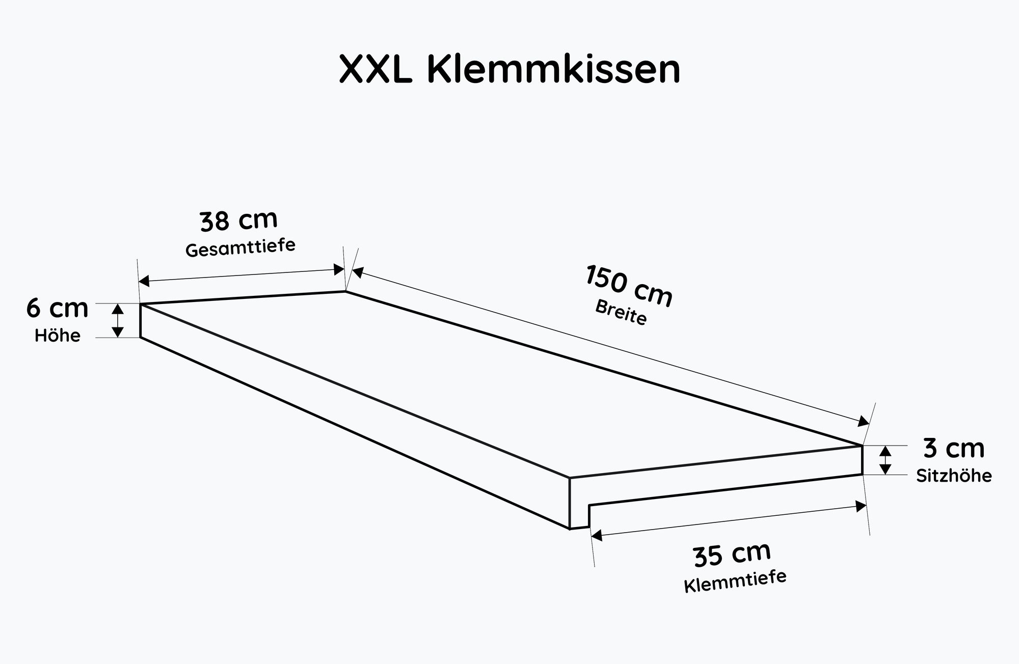 Lycce XXL Klemmkissen Sitzkissen mit 1 Leiste, Kunstleder, Breite 1,5m