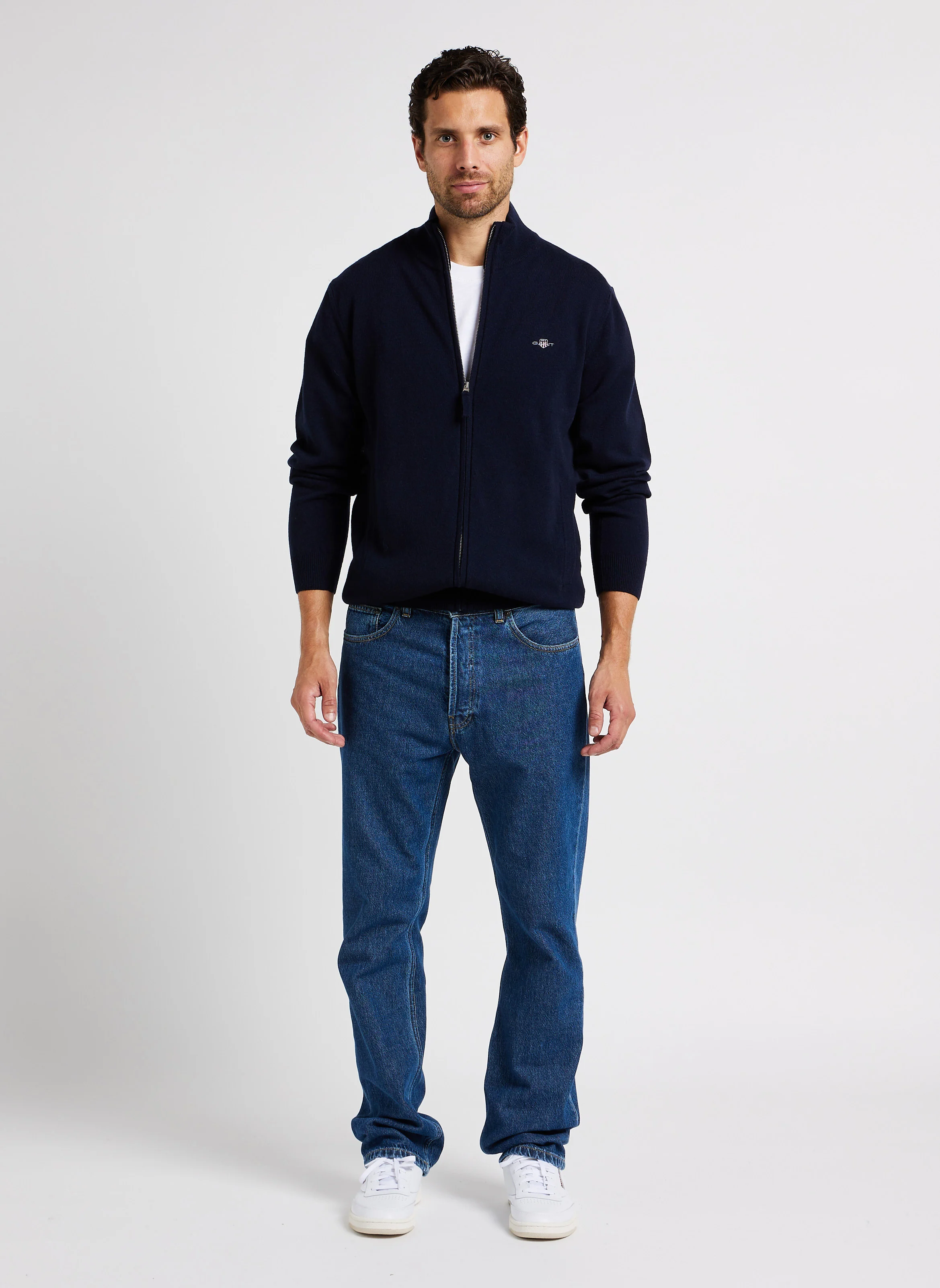 Sweat zippé col montant | Bleu