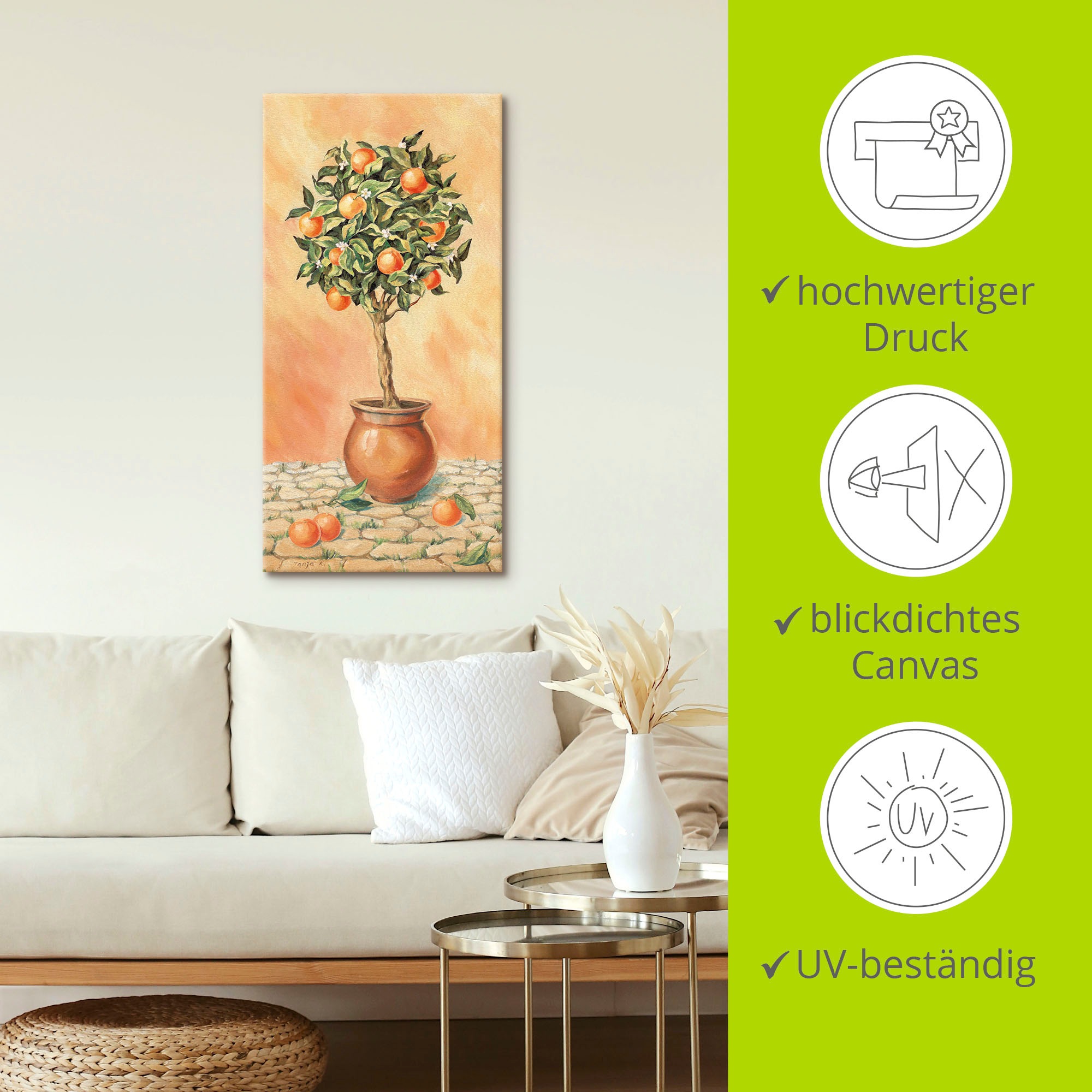 Artland Leinwandbild »Orangenbaum I« Pflanzen 1 Stk. tlg. als Alubild, Outdoorbild, Leinwandbild, Wandaufkleber, versch. Grössen
