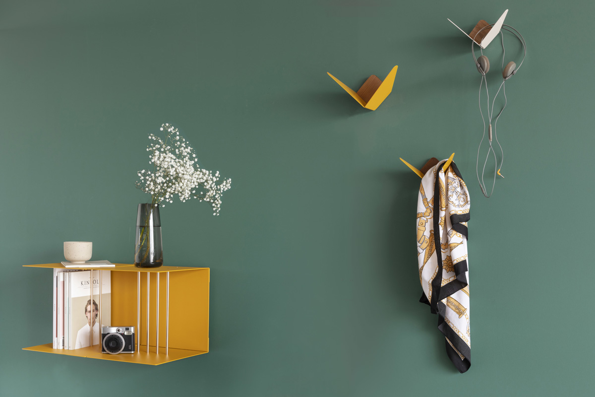 Wandhaak Butterflies mini Geel