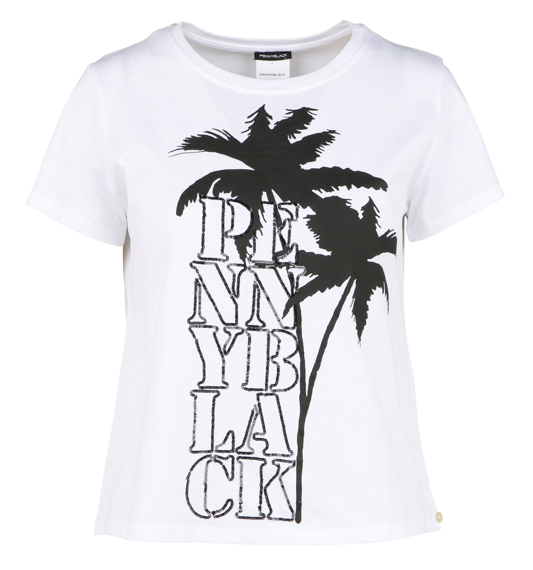 Tee-shirt col rond sérigraphié en coton | Blanc