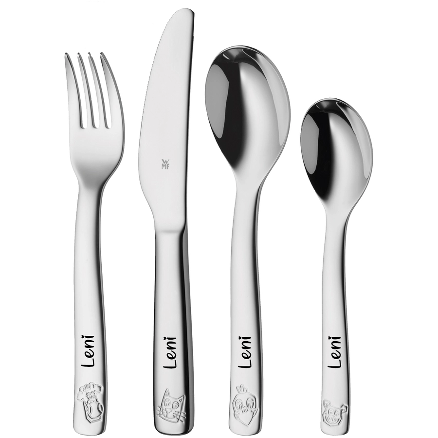 Schnullireich Geschenkset mit Namen WMF Kinderbesteck Farm + Lätzchen Weihnachten Rosa