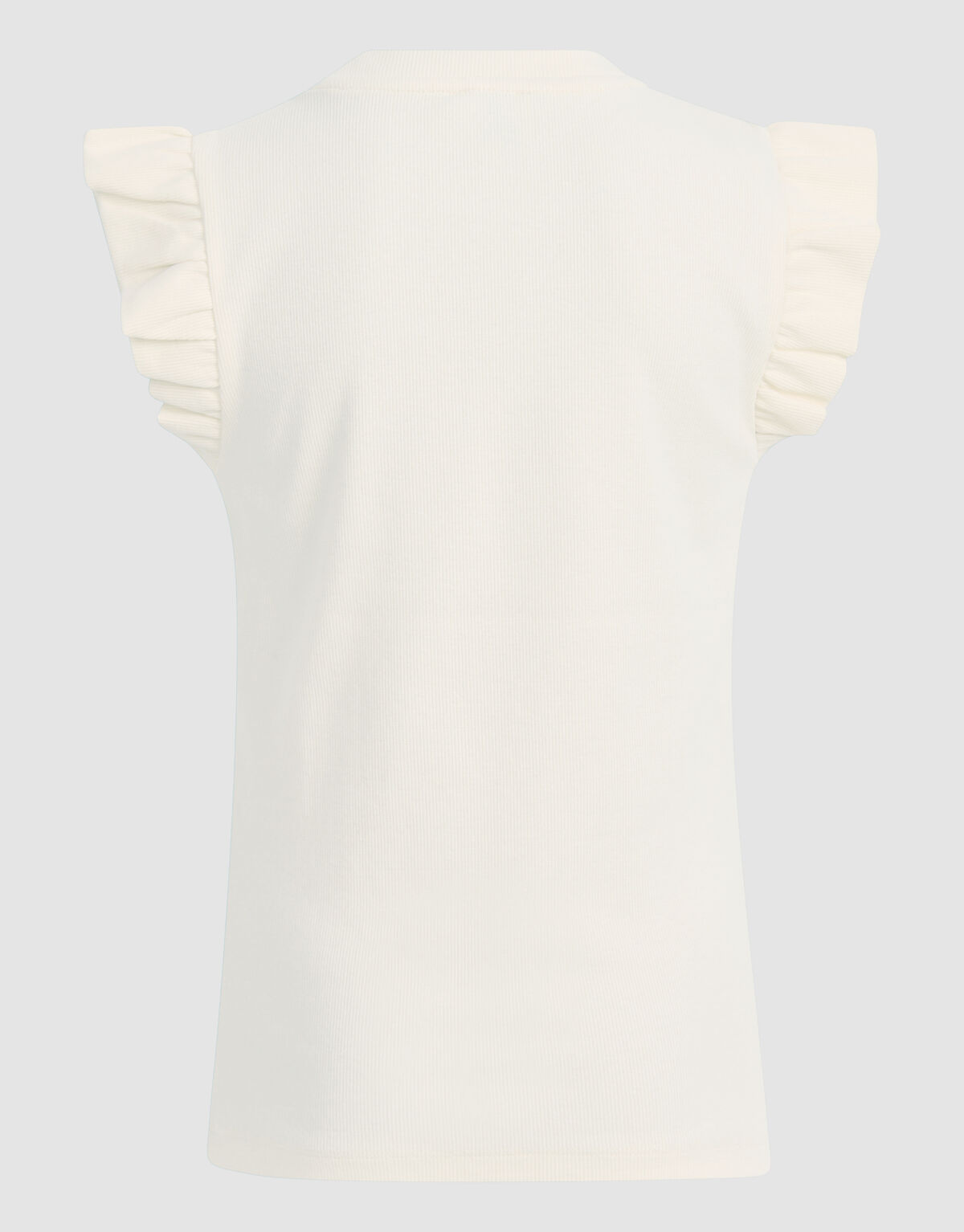 Ruffle Rib Top Gebroken Wit