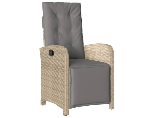 VIDAXL - Chaise inclinable de jardin et repose-pied mélange beige rot...