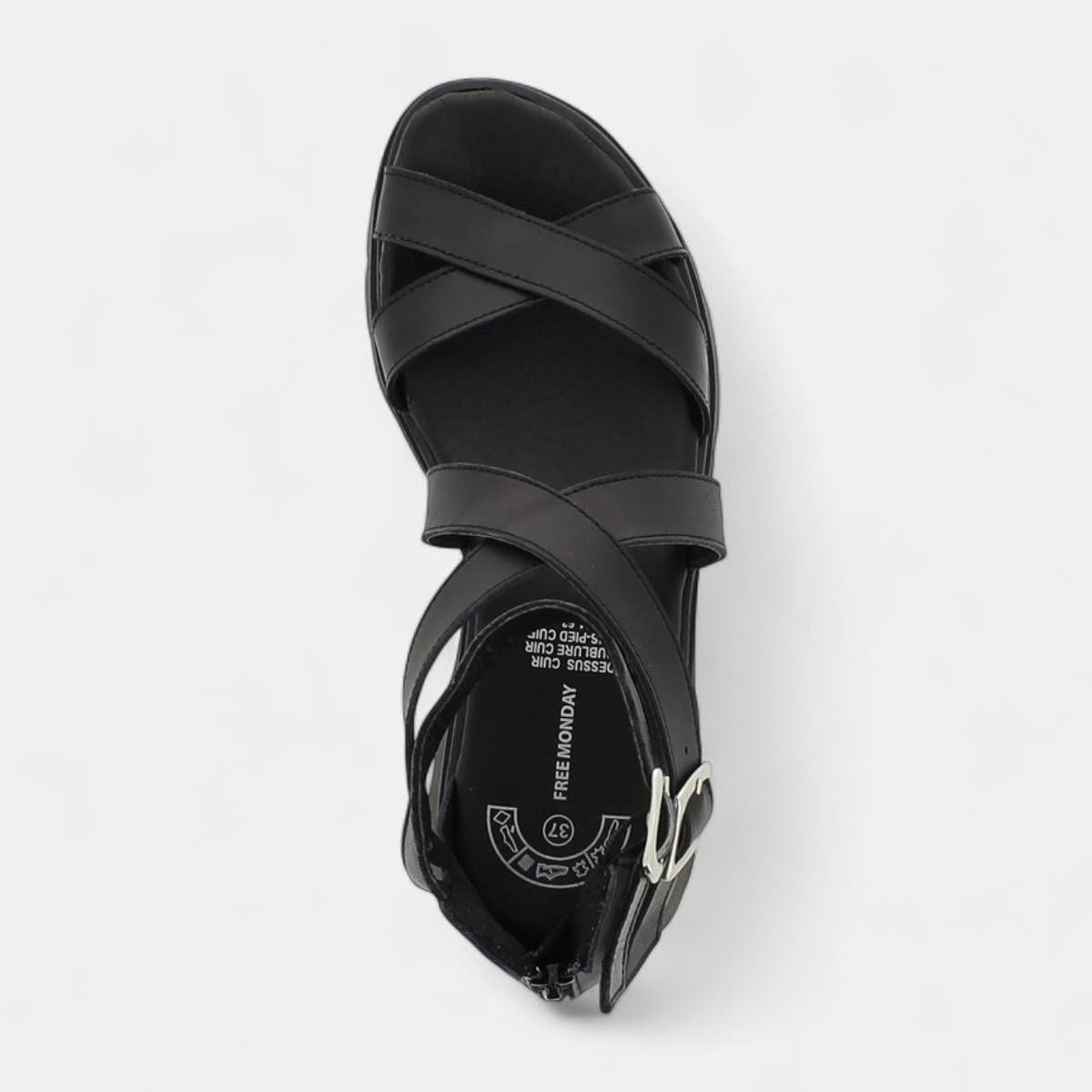 Sandales Femme en cuir noir