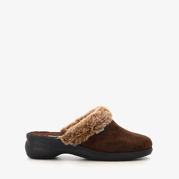 Blenzo dames pantoffels bruin met imitatiebont