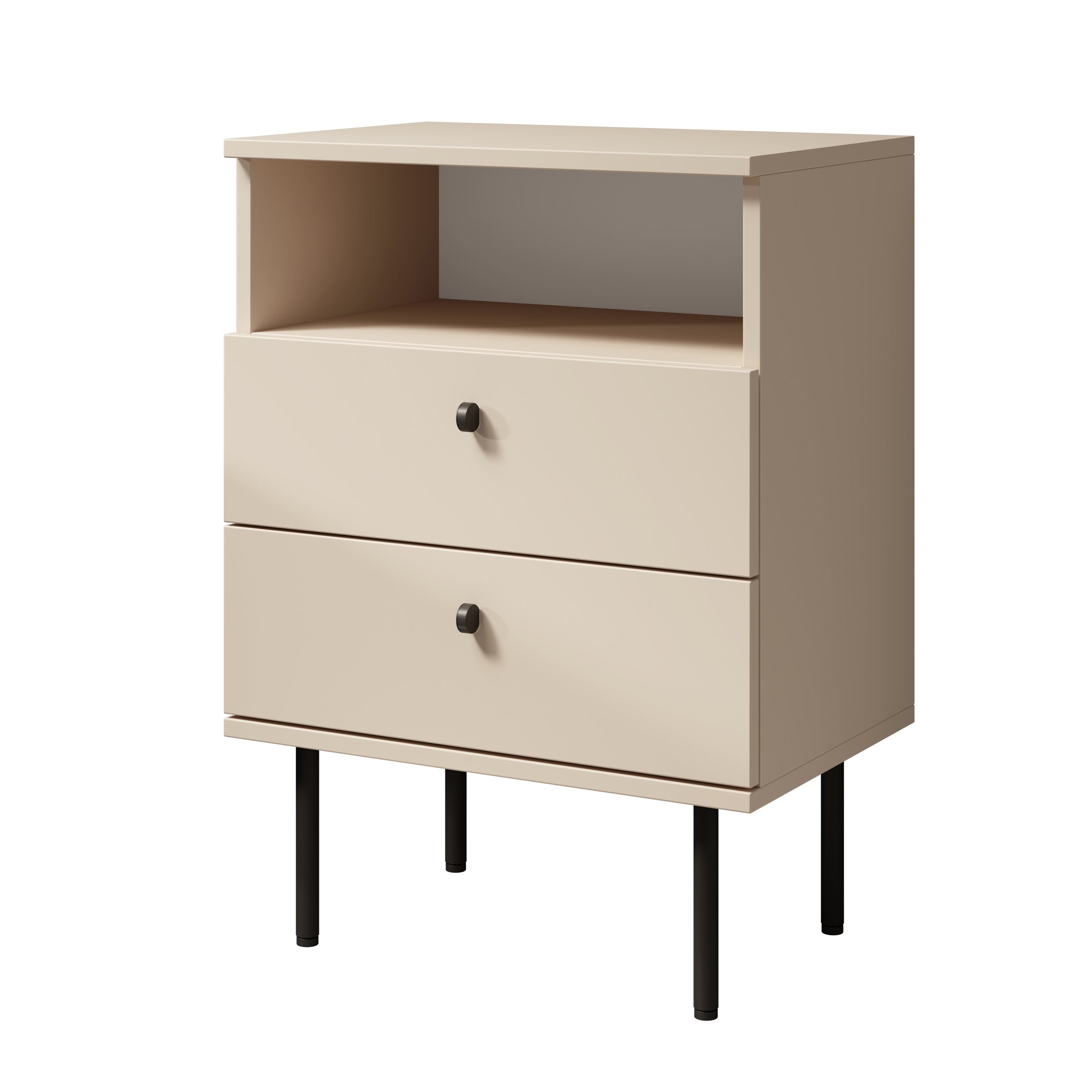 Meubella - Nachtkastje Hidde 2 - Beige - 50 cm