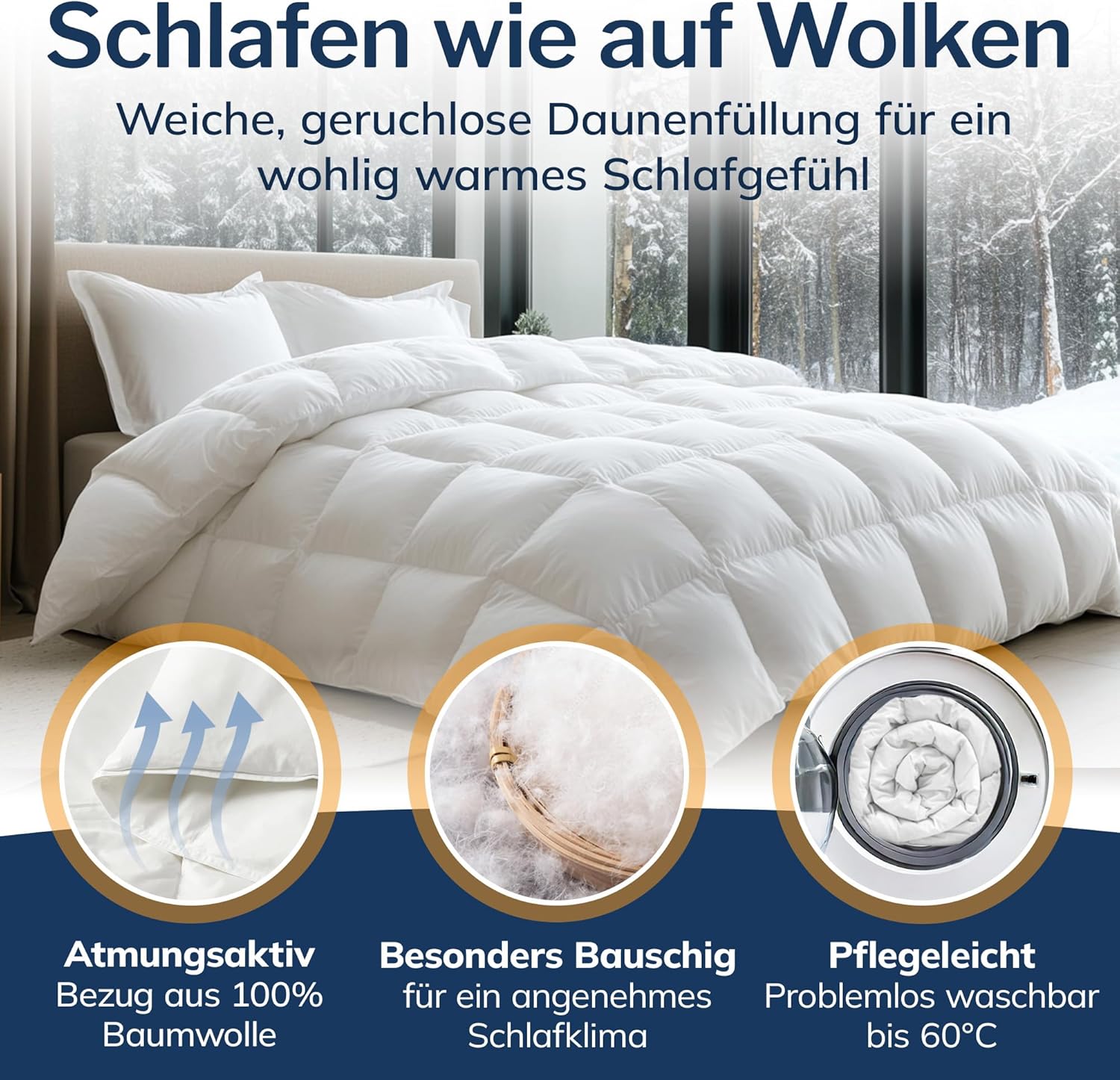 CALMONT - Daunen Bettdecke I Daunendecke 220x240 I 100% extra weiche Federn & Daunen | Fachärztlich geprüft für Allergiker | Oeko-Tex (220 x 240 m, Leichte Sommerdecke)