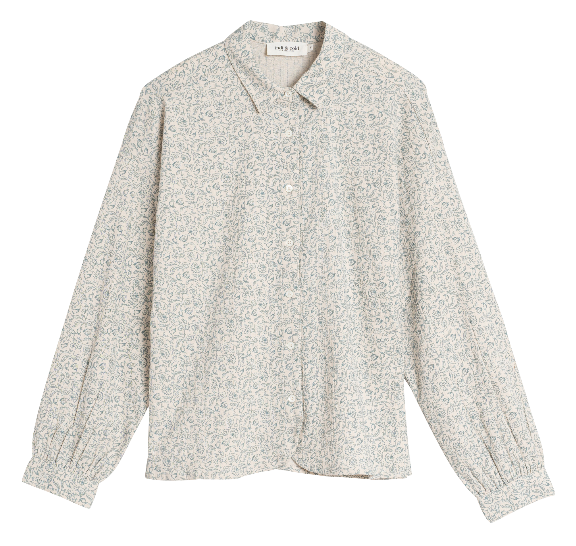 Chemise col classique droite en coton bio imprimé | Blanc