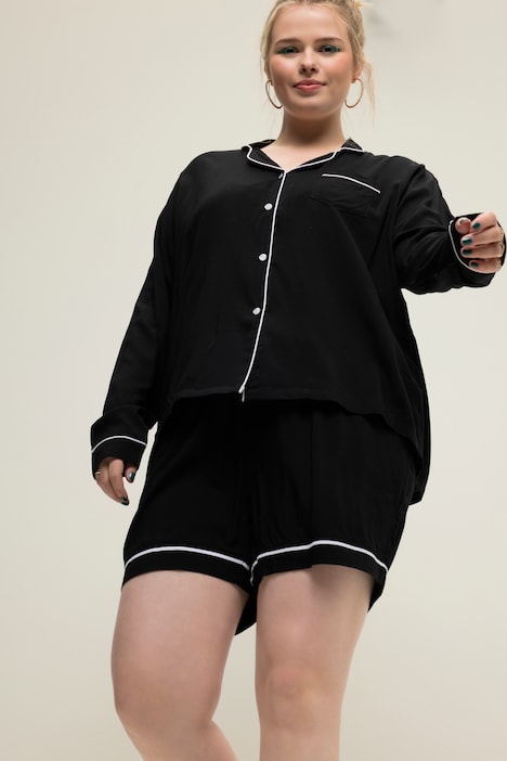 Schlafanzug, Zweiteiler, Pyjama-Look, Langarm, Shorts