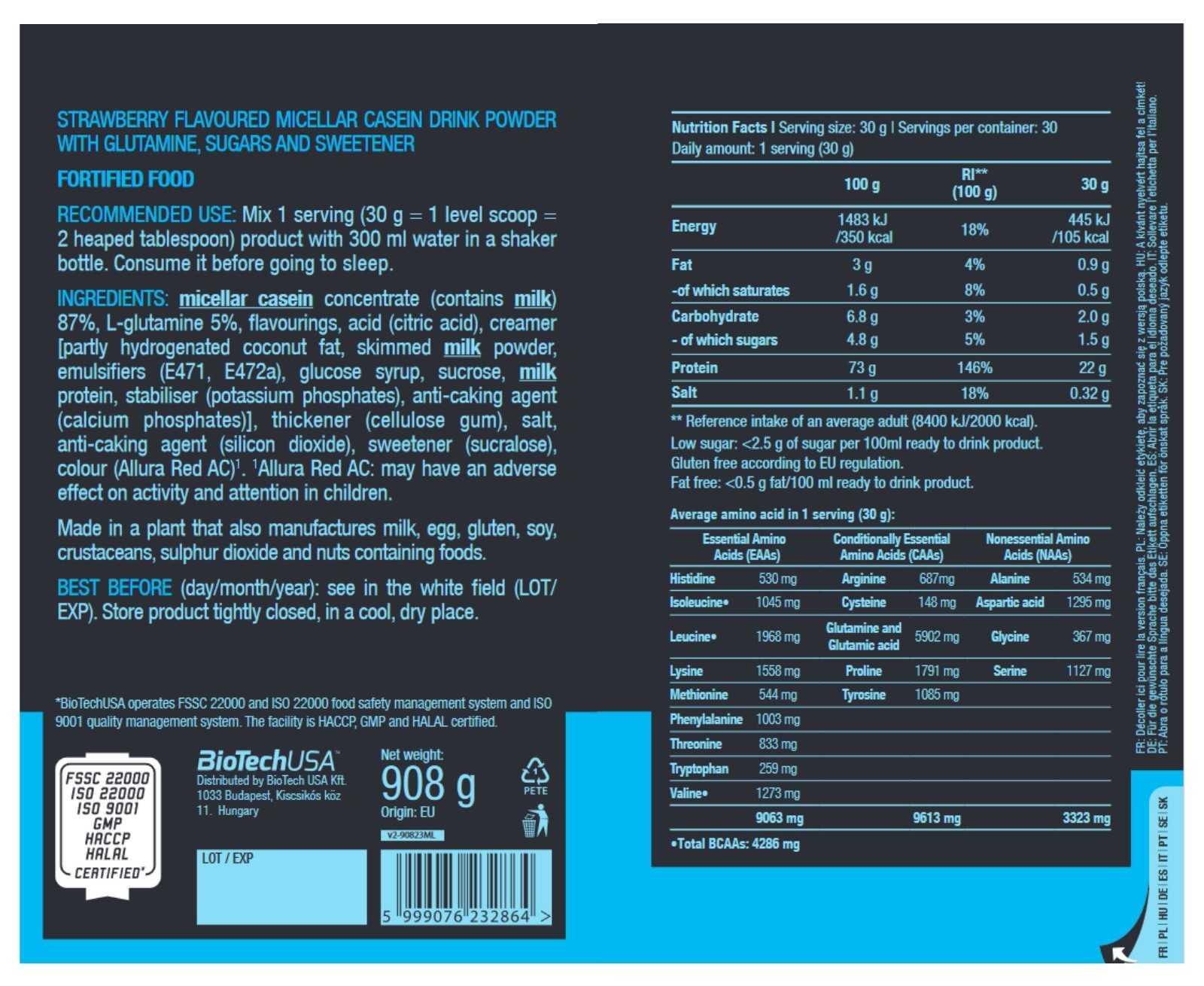 Biotech USA Caseina Micelar 908 g