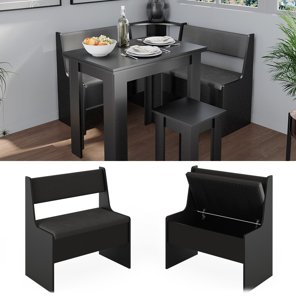 Vicco Küchenbank Sitzbank Esszimmerbank Roman Schwarz 77 cm modern Truhenbank Eckbankgruppe Esszimmergruppe Küchensitzgruppe Sitzbankgruppe Küchenmöbel Polstermöbel