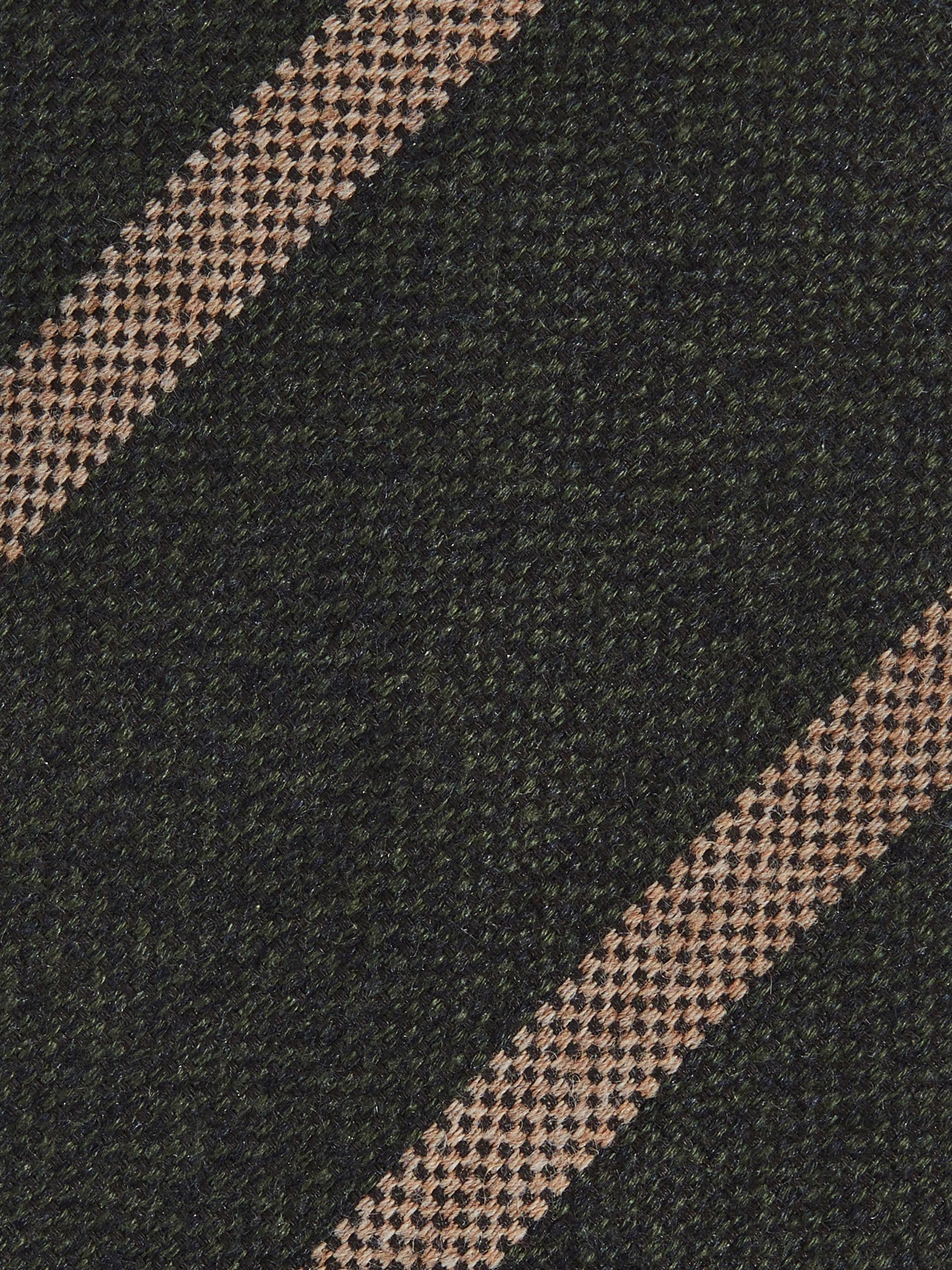 Donkergroen - Reiss Sante Wool-Silk Striped Tie
